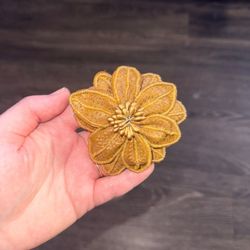 leather beaded rose flower hair clip
