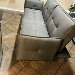 Gray Fabric Convertible Futon Sofa Bed
