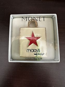 MONET "MACY'S SHOPPING BAG" Collectible Enamel Keepsake Trinket Box   