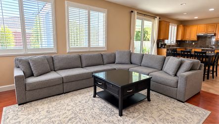 Grey Sectional Sofa with Coffee Table
