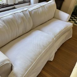 Mitchell Gold Platinum Slip covered Sofa 
