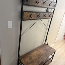 Coat & Shoe Rack With 3 Tier Shoe Storage Organizer