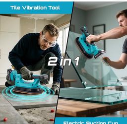 SEESII 2-in-1 Tile Vibration Tool & Electric Suction Cup 285mm – 12 Speeds, 10 Hours Runtime, Fits 12×12in to 89×89in Tiles, 250kg/550lbs Suction Powe