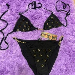 New small black Forplay bikini swimsuit y2k emo goth festival rave gothic punk