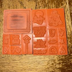 Stampin Up Quilts Give Comfort 1995 Stamp Set of 17 Vintage Stamp Set Not Mounte   The product is a vintage Stampin' Up! stamp set titled "Quilts Give