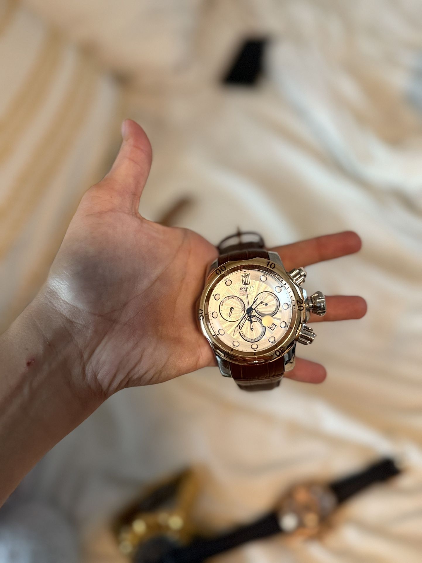 INVICTA Watch Jason Taylor Chronograph Silver Dial Rose Gold-Tone Men's