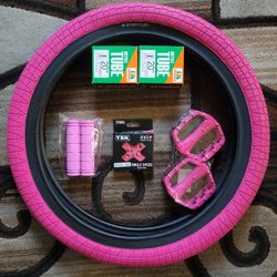NEW Bicycle Bmx Parts Bundle 20" Pink