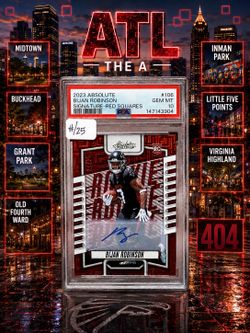 2023 Absolute Signature Red Squares #106 Bijan Robinson RC Auto #/25 PSA GEM MT 10