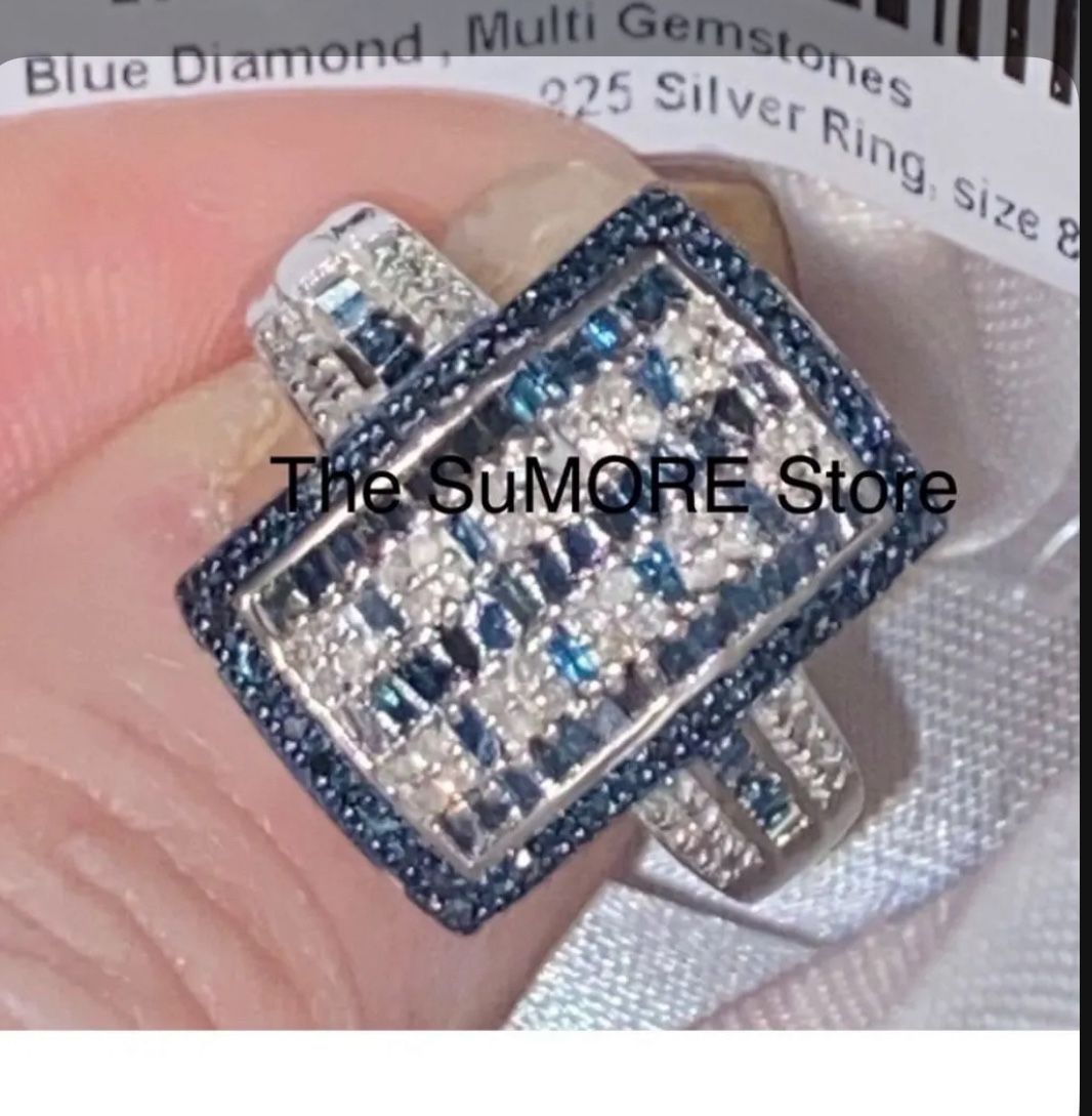 1Ctw Genuine Blue & White Diamond 💍 