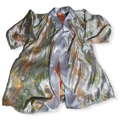 Satin Kimono Robe-Handmade Bath Robe w/ Belt tie