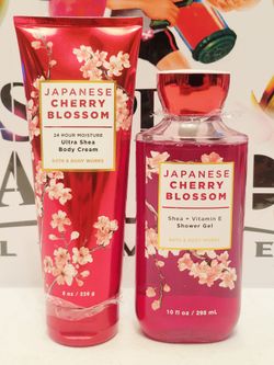 Bath & Body Works Japanese Cherry Blossom Ultra Shea Body Cream Shower Gel Set