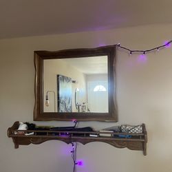 Brown Mirror And Shelf 