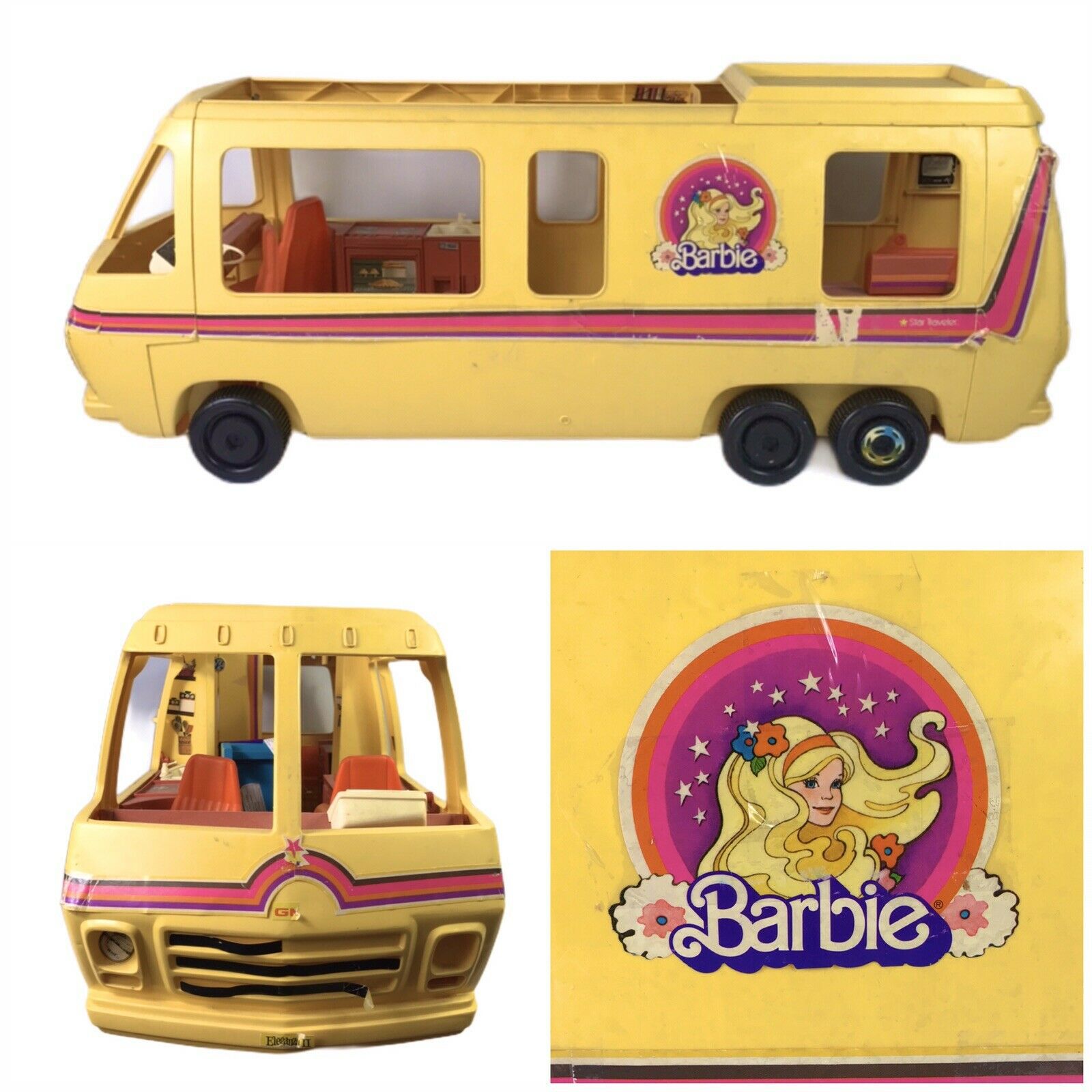 1976 Barbie Long Star Traveler GMC Eleganza Motor Home RV Bus Yellow Camper Car