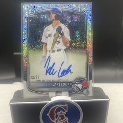 2025 Bowman Draft Jake Cook Chrome On-Card Auto Sparkle Refractor /71