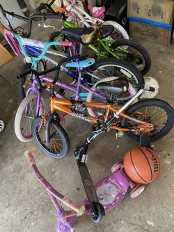 A lot of bicycles for boy and girl