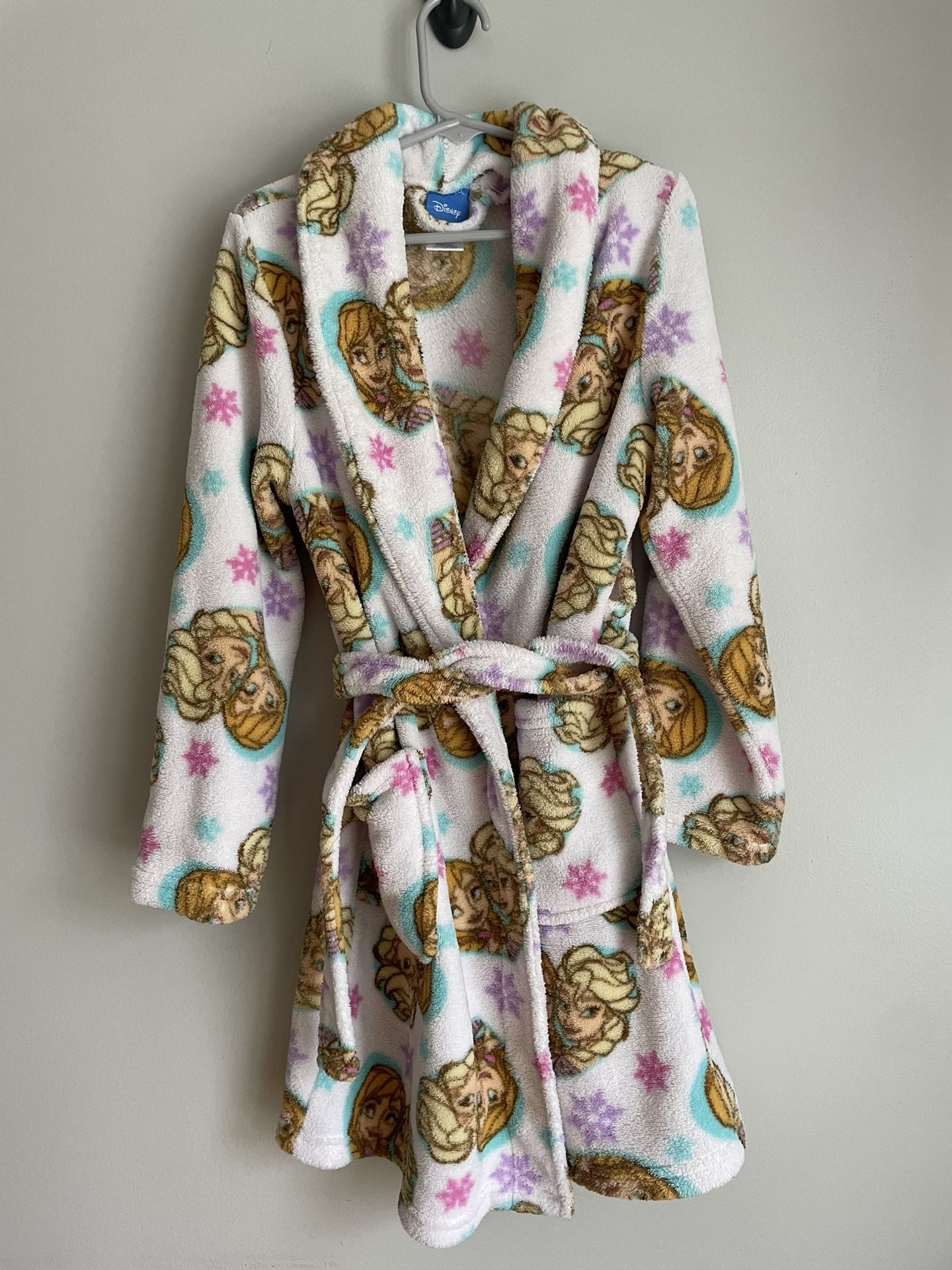 Disney Frozen Elsa Girls Bath Robe Bathrobe Size 8 Medium Fleece
