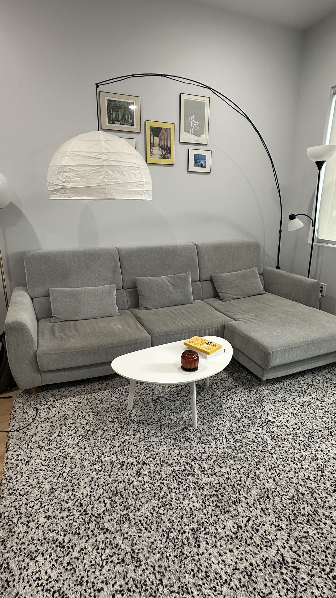 Ikea Slatorp grey couch with 3 chairs and chaise