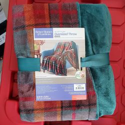 Better Homes & Gardens Printed Textured Velvet Plush Throw Blanket Teal Plaid