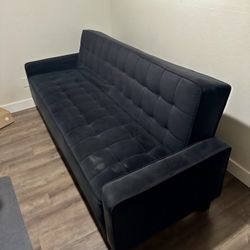 Black  Velvet Futon Couch 