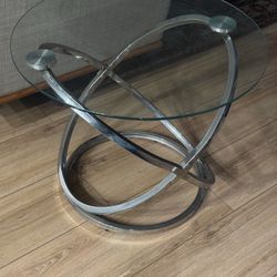 Modern Glass and Metal Side Table