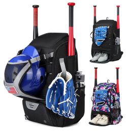 Softball Bag, Softball Bat Bag For Youth Adults, Baseball Bag with Fence Hook for TBall Bat & Equipment, Lightweight Baseball Bat Backpack with Shoe C