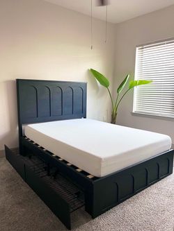 5 Item Bundle - Bed Frame, Coffee Table, Wall Art, Patio Chair and Plant