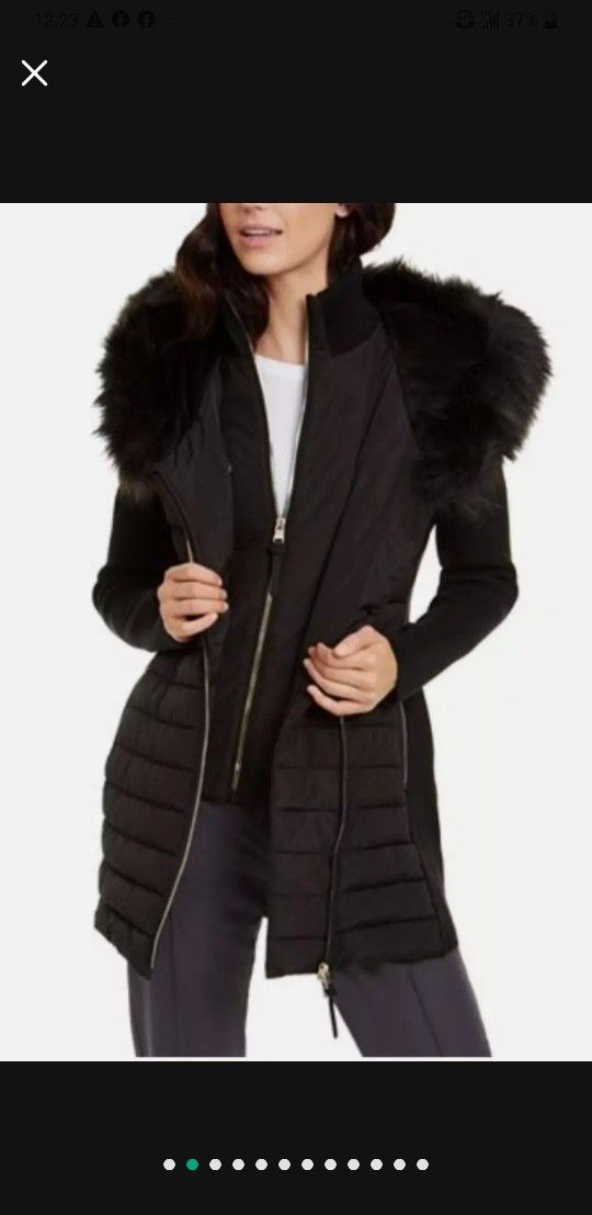 NEW Calvin Klein Performance Faux Fur Hooded Coat Size 1x Orig $199