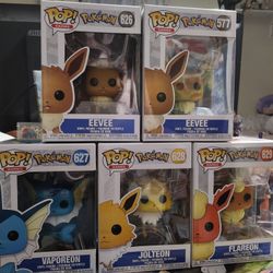 Funko Pop Pokemon Eevee Set -Eevee, Flareon, Vaporeon, Jolteon