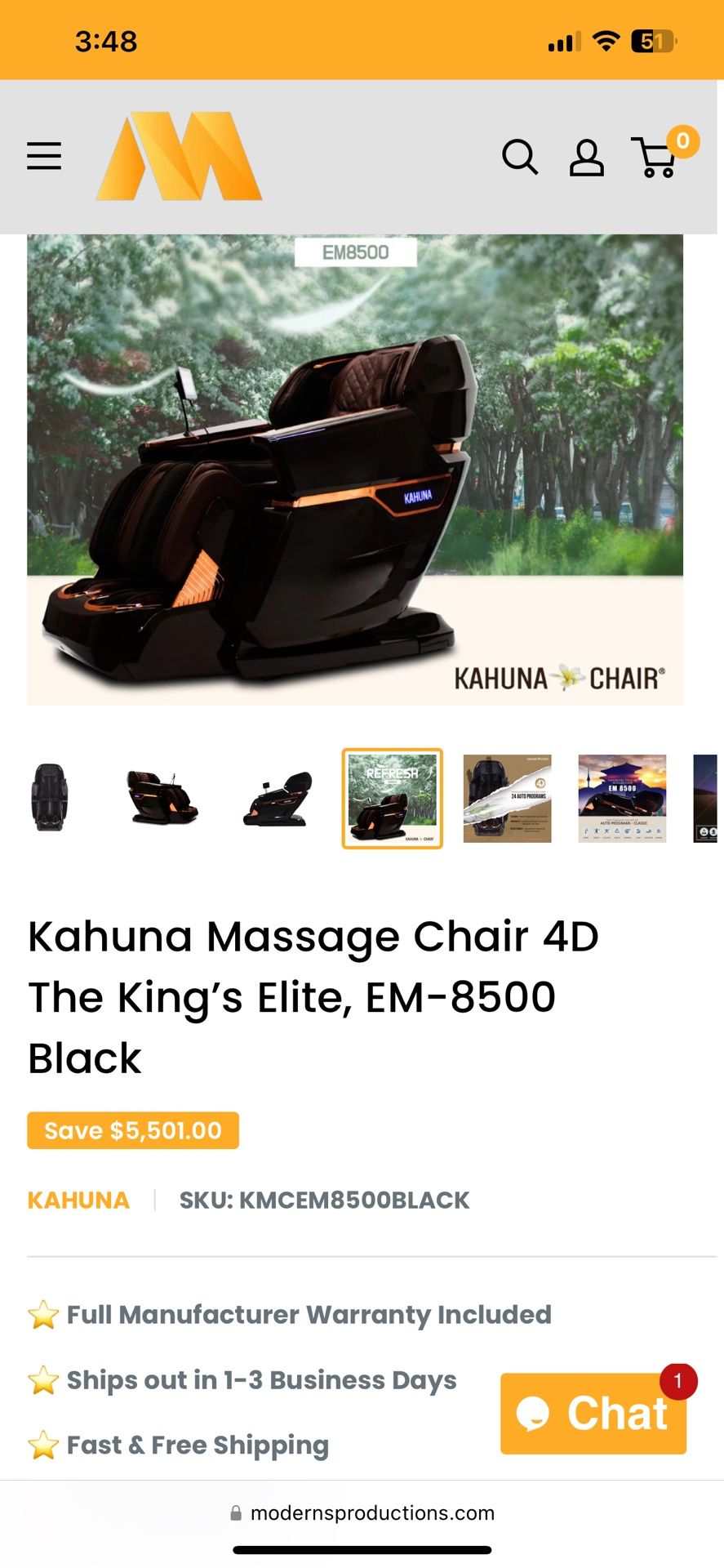 Kahuna Massage Chair 4D The King's Elite, EM-8500