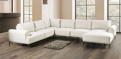 Brand New Beige Super Plush Chenille Modern Style Sectional Sofa