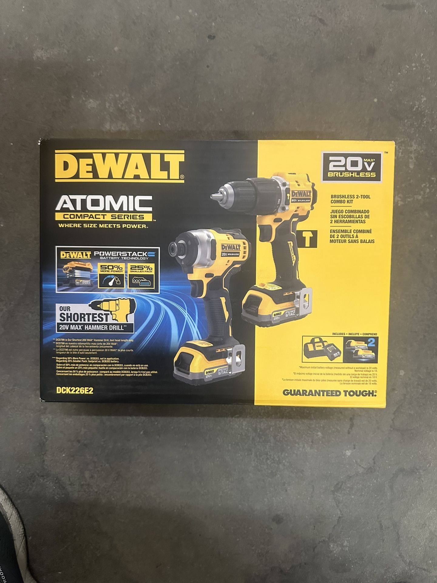 DeWalt 20V MAX ATOMIC Cordless Brushless 2 Tool Compact Hammer Drill and Impact Driver Kit