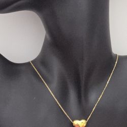 18k Real Saudi Gold Chain With Heart Pendant