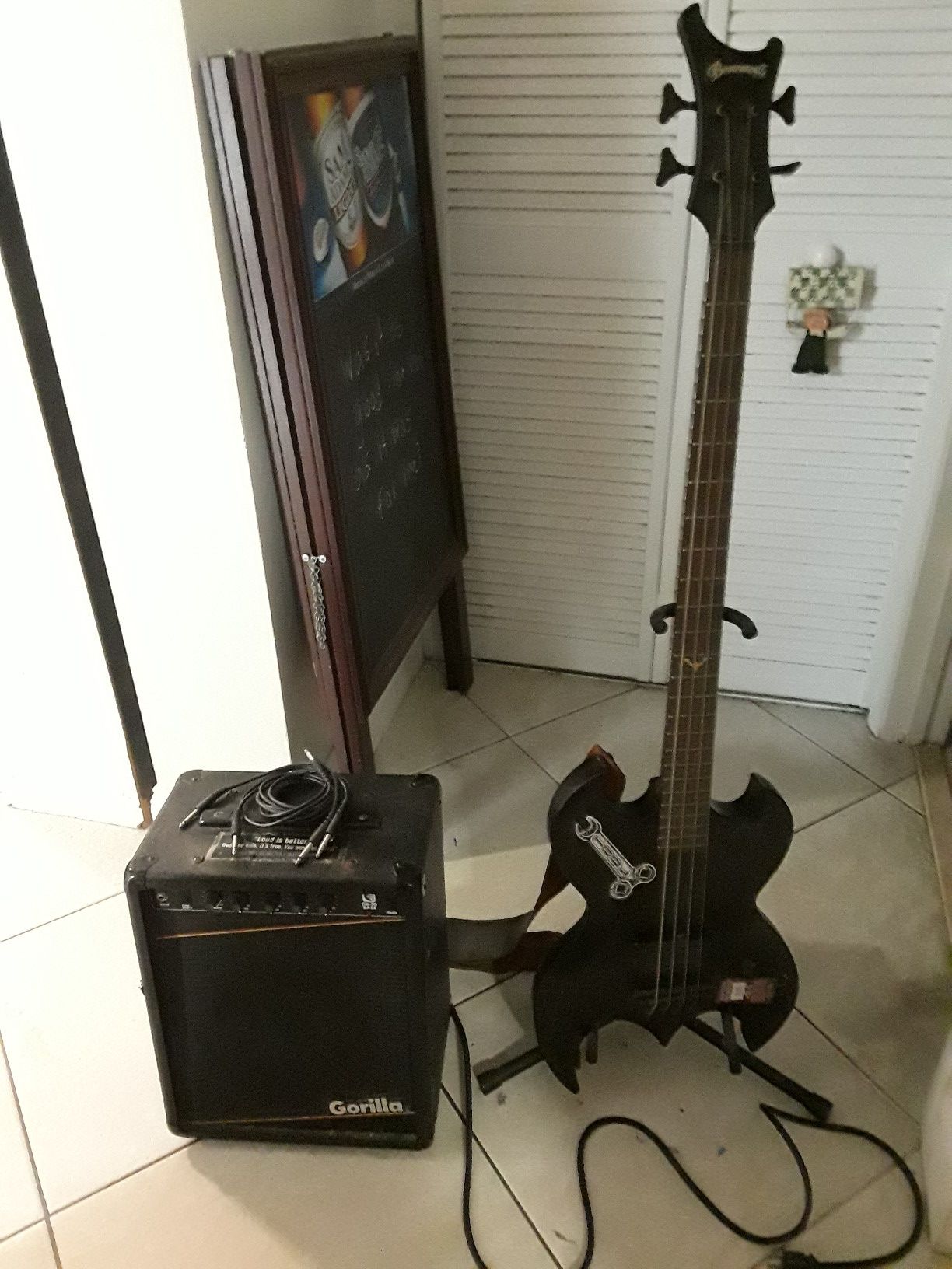 Bass Guitar Brownsville Bat RARE Experienced Player Bass w/Amp & Accessories
