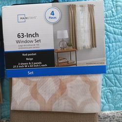 4 Sets Brand New 64 Inch Curtains And Sheer Sets!!