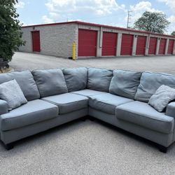 Gray / Teal Sectional Couch! ***Free CurbSide Delivery***