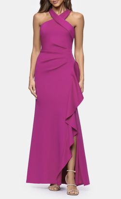 Women's Crisscross Halter Side-Ruffled Gown Size 6