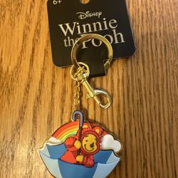 Loungefly Disney Winnie the Pooh Rainy Day Umbrella Puffer Jacket 3D Keychain