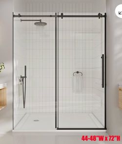 44-48"W x 72"H Frameless Double Sliding Glass Shower Door 5/16" Tempered Glass