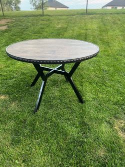 Round  Table with wood top accent