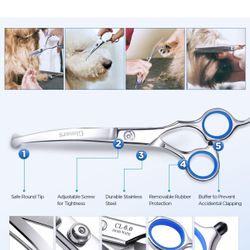 4.6 4.6 out of 5 stars 16,507 Gimars Titanium Coated Professional 6 in 1 4CR Stainless Steel Dog Grooming Scissors with Safety Round Tip, Heavy Duty P