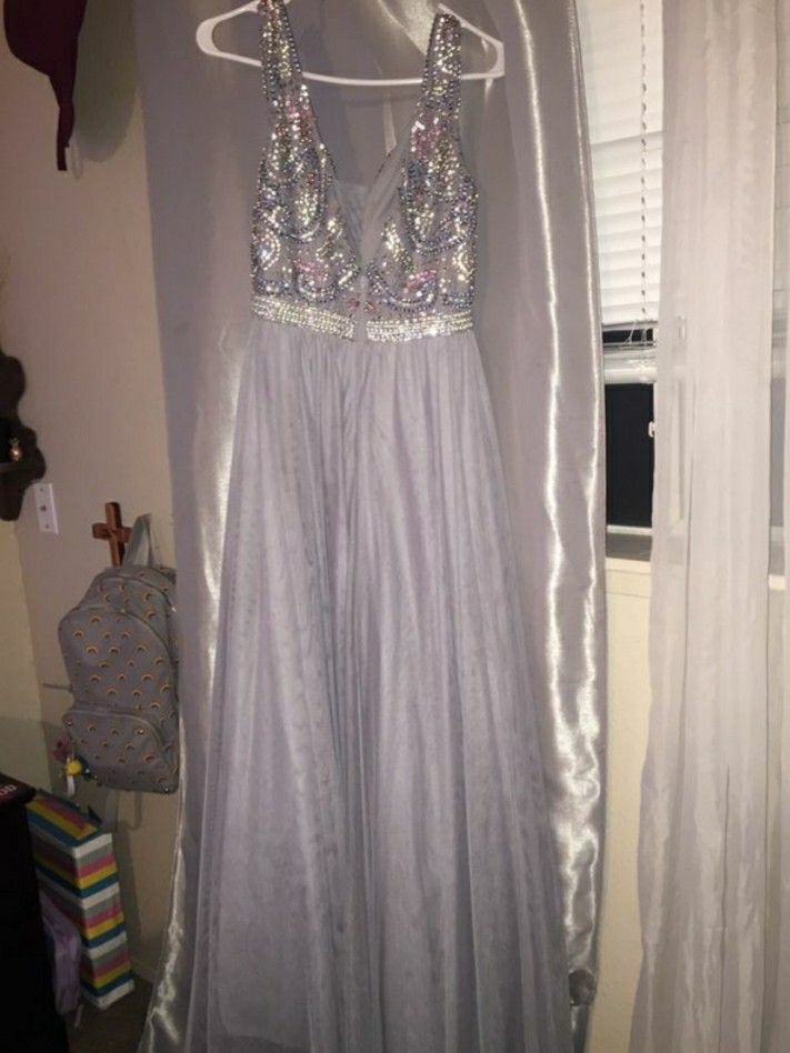 Grey Sparkly Prom Dress