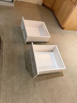 Set of 2 White Wooden Drawers and fancy sliders