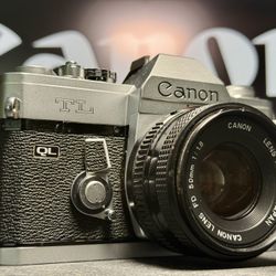 Canon TL QL 35mm Film Camera + Canon FD 50mm f/1.8 Lens Set Kit *READ*