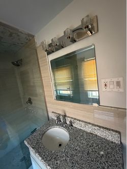 Bathroom mirror and lights