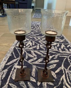 Pier 1 Cast Iron Chain Link Votive Holder Set