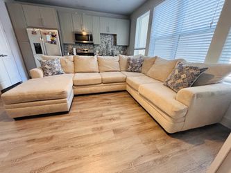 Large Beige Sectional Sofa – Modern & Super Comfortable