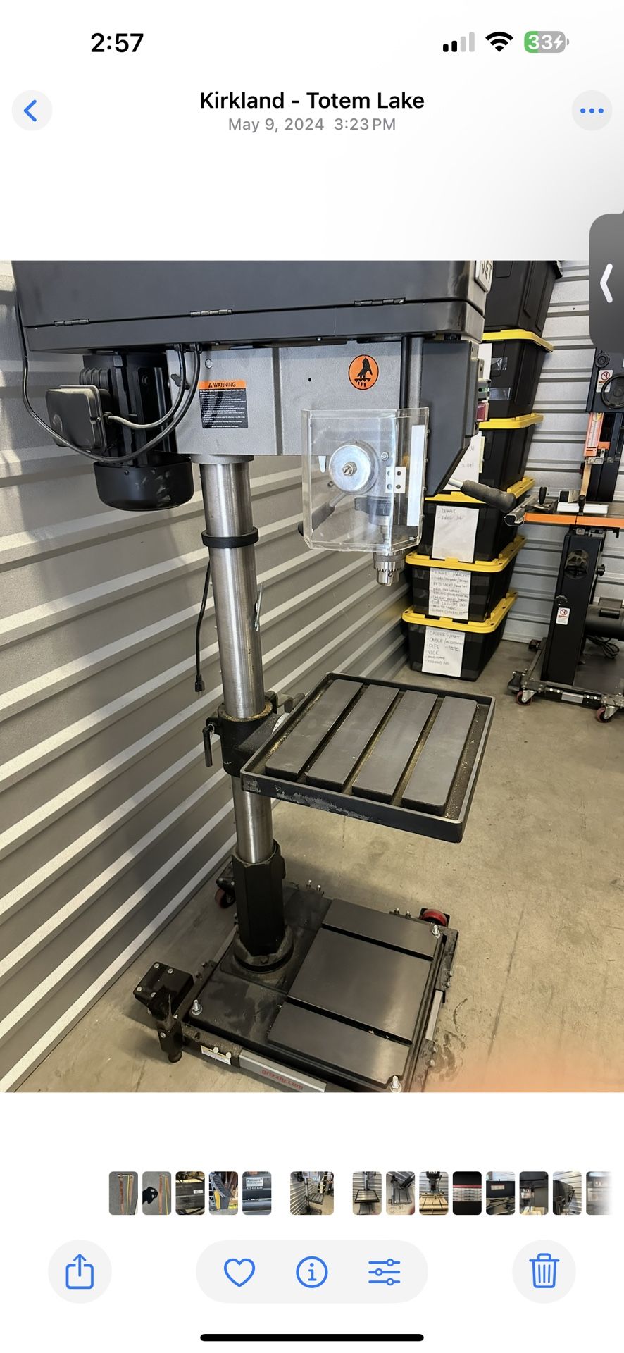 Jet IDP-22 Industrial Drill Press - Mounted on Grizzly Portable base
