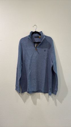Polo Ralph Lauren Men’s Estate -Rib Quarter Zip Pullover. Blue. Sz XL