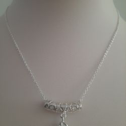 S925 Sterling Silver Necklace With Silver Plated Heart Pendant 