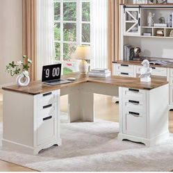 RedLemon 60" Farmhouse L Shaped Executive Desk